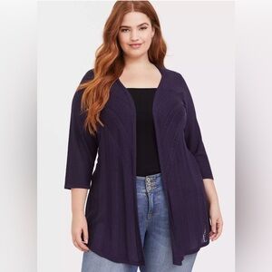 Torrid Purple Pointelle Open Front Cardigan – Size 2 (2X / 18–20)